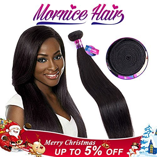 Brazilian Straight Hair,Mornice 10A Virgin Human Hair 1 Bundle 18inch Unprocessed Real Hair Extension Natural Black
