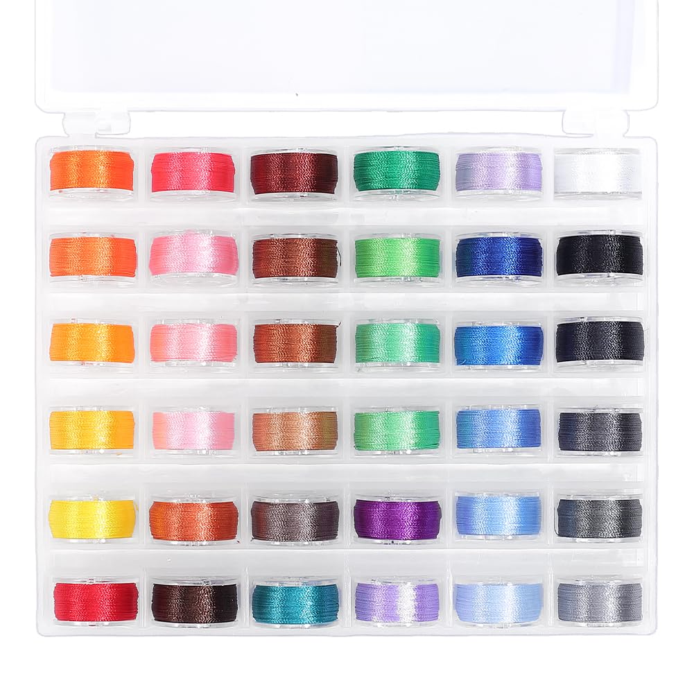 PH PandaHall Kit de 36 rollos de hilo para máquina de bordar, 100 m 0,2 mm, hilo de poliéster para bordar, hilo de punto de cruz, con caja de almacenamiento para manualidades, manualidades, bordado