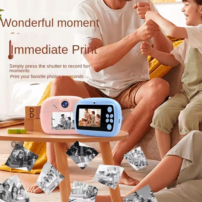 Image of Mini Camera Printer - Inkless Bluetooth HD Photo Printer | Click & Print Instantly | Compatible with Android & iOS | 2 Paper Roll & Lanyard | Print Pictures & Labels | Best Gift for Kids