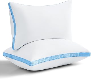 Pillows Queen Size Set of 2, Hotel Quality Bed Pillows for Sleeping, Gusseted Bedding Pillow for Back, Stomach or Side Sleepers, Machine Washable, 18" x 30"