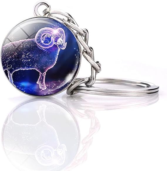 Zodiac 12 Constellations Charm Luminous Crystal Ball Pendant Key chain