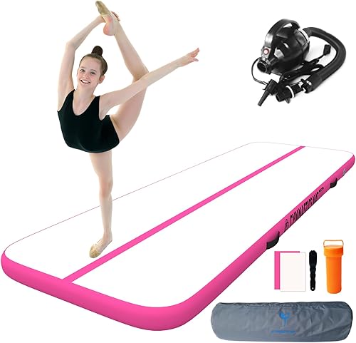Colchoneta de gimnasia para el hogar, pista de aire de 6.61013 pies y 4 pulgadas de grosor con bomba eléctrica para animadoras, hacer zocar, yoga,