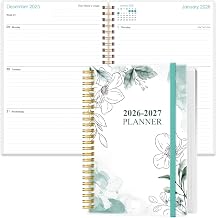 2026-2027 Planner - 18 Months Weekly & Monthly Planner from January 2026 - June 2027, Spiral Planners 2026-2027 with Elastic Closure, Inner Pocket, Medium 5.8" x 8.3", Teal Flower