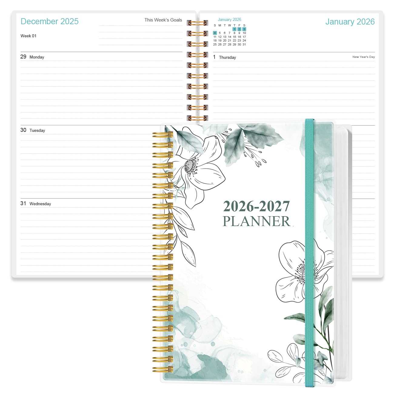 2026-2027 Planner - 18 Months Weekly & Monthly Planner from January 2026 - June 2027, Spiral Planners 2026-2027 with Elastic Closure, Inner Pocket,