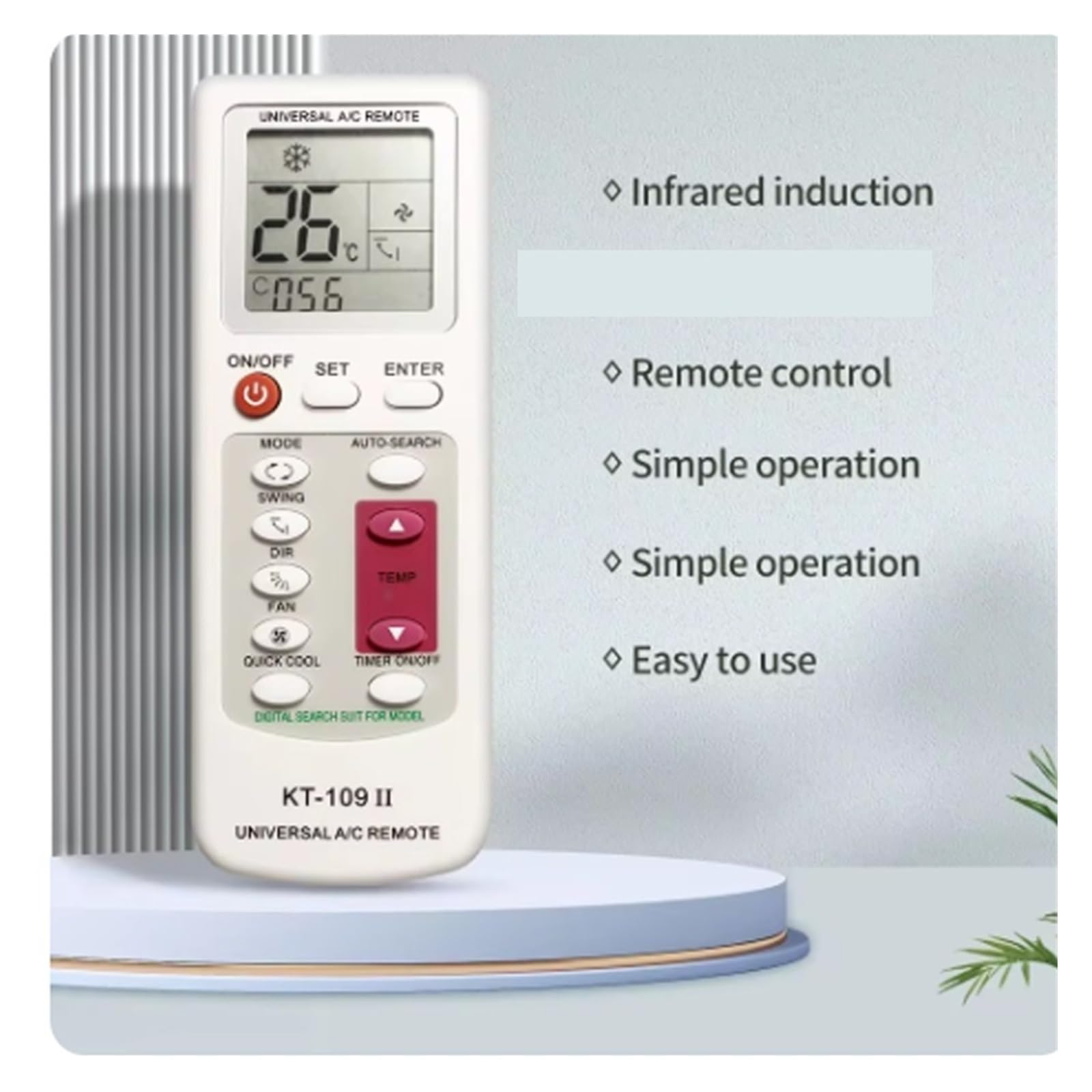 Control Remoto de Aire Acondicionado, Universal Del KT109II Reemplazo