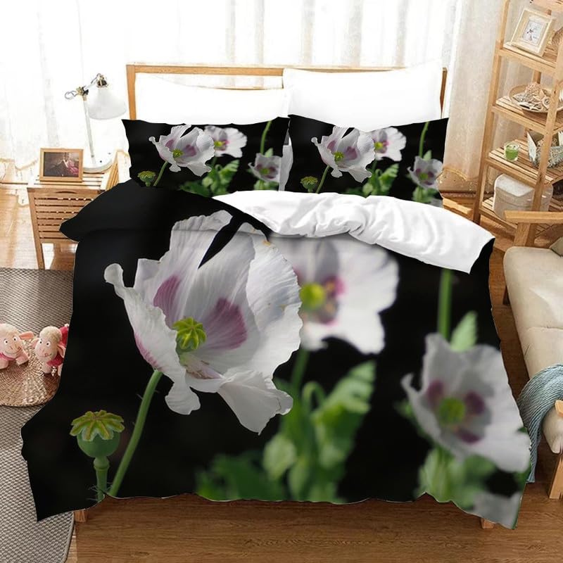 Housse de couette coquelicot noir 90x190 pour transformer la chambre des enfants