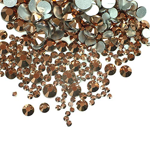 Mix Size SS3-SS20 1000pcs Rose Gold Nail Gem Flat Back Nail Rhinestones Crystal Gem Non Hotfix Glitter DIY 3D Nails Art Stones Decoration Manicure Accessories