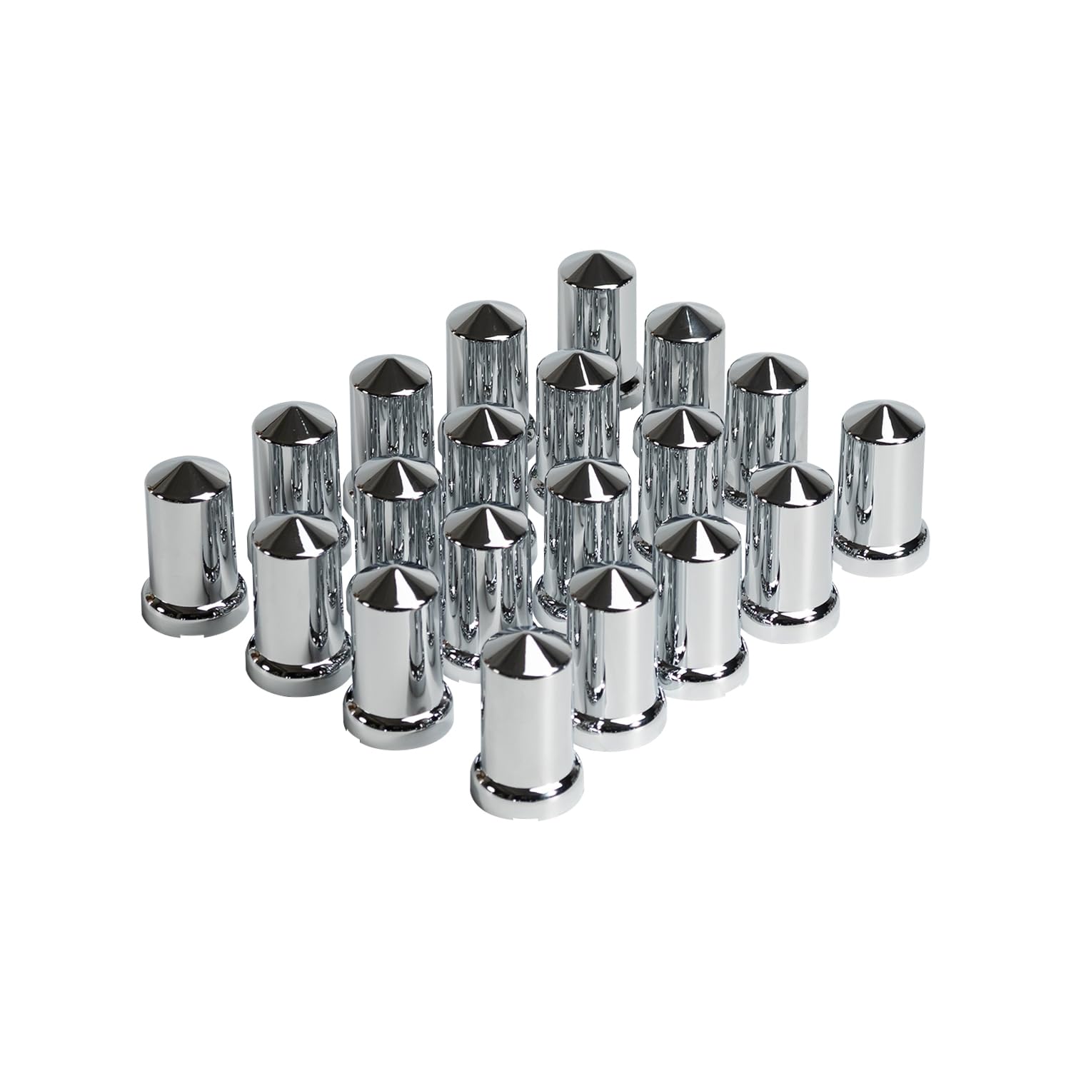 33mm Chrome Plastic ABS Lug Nut Covers Bullet Flanged Push-on Nut Cover Caps for Semi Trucks (Pack of 60)
