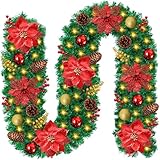 tarabusi marcello 【Regalo di Natale perfetto】Questa ghirlanda natalizia preassemblata è un regalo delizioso.Migliora le tue festività natalizie con la nostra ghirlanda di Natale con luci da 2,7 m, una decorazione lussuosa e versatile che infonderà il tuo spazio con il calore e il fascino del Natale.