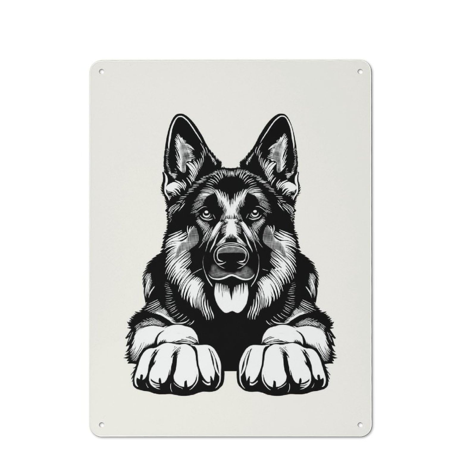 Junmoney Style-22 Tin Wall Plaque 40X30cm With German Shepherd(2) For Studio Or Craft Room, Suited To Studio Decor Lovers