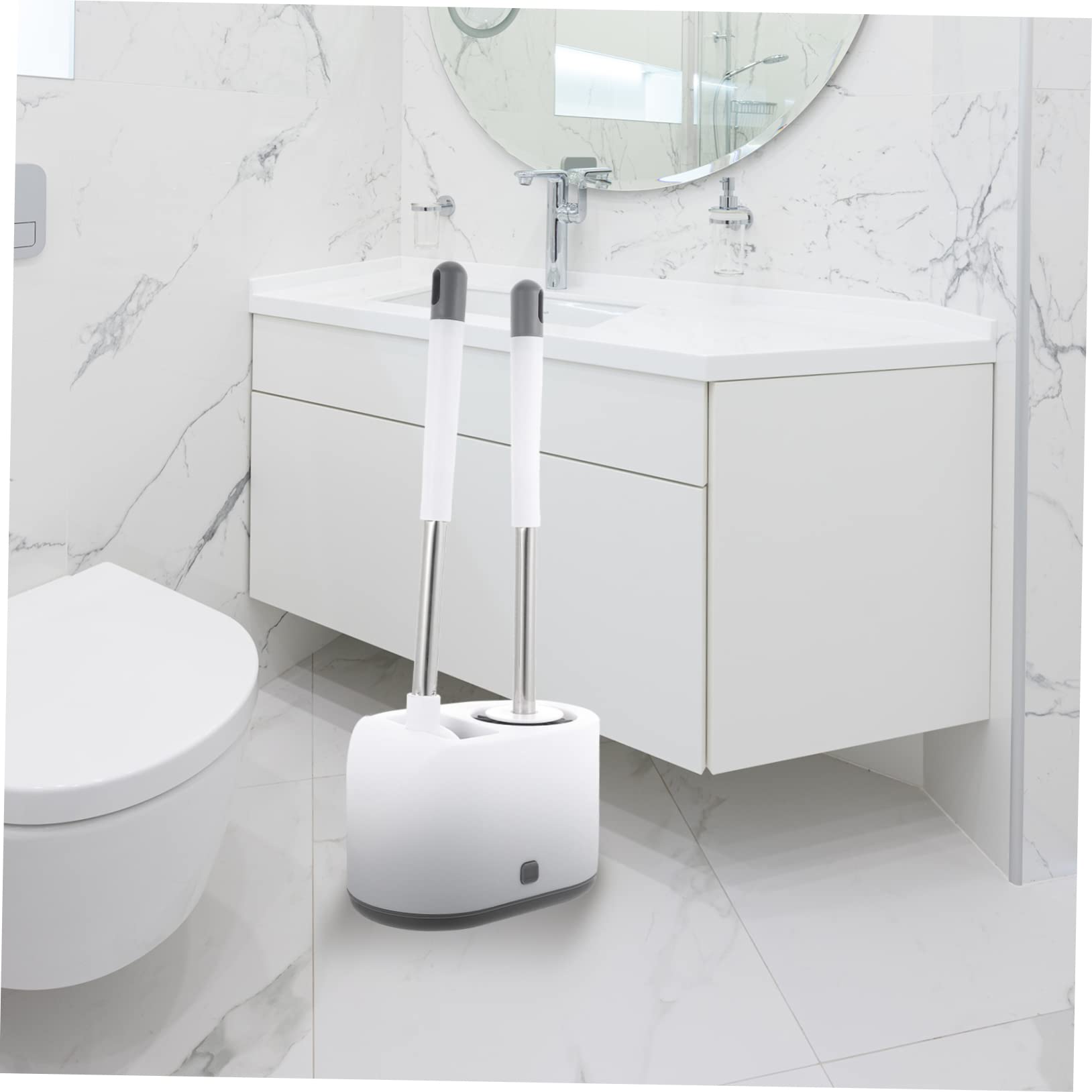 Juego de escobilla de inodoro con soporte, kit de limpieza de baño de plástico, accesorios de limpieza de inodoro para el hogar, fácil de usar y mantener