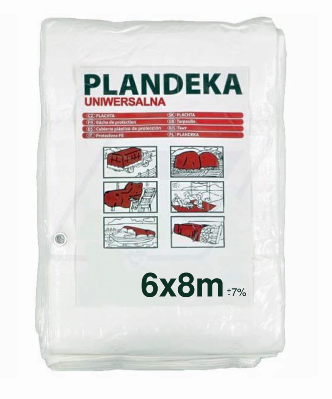 Bâche imperméable 55 g/m² avec anneaux métalliques - Protection multifonction (1 pièces, 6 x 8 m, blanc)