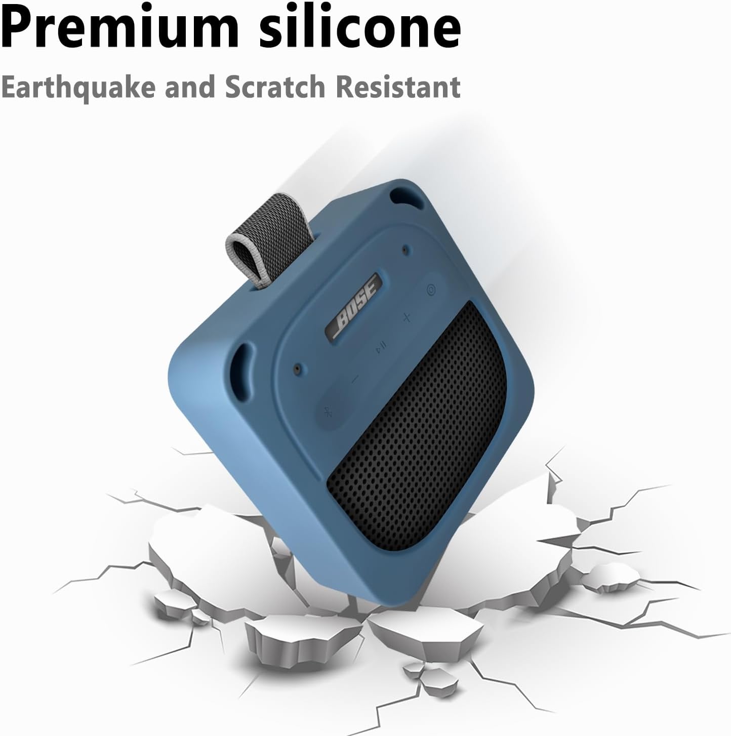 Geiomoo Silicone Case for Bose New SoundLink Micro Speaker (2nd Gen) 2025 Speaker, Protective Portable Scratch Shock Resistant Cover with Shoulder Strap and Carabiner (Blue) - Image 4