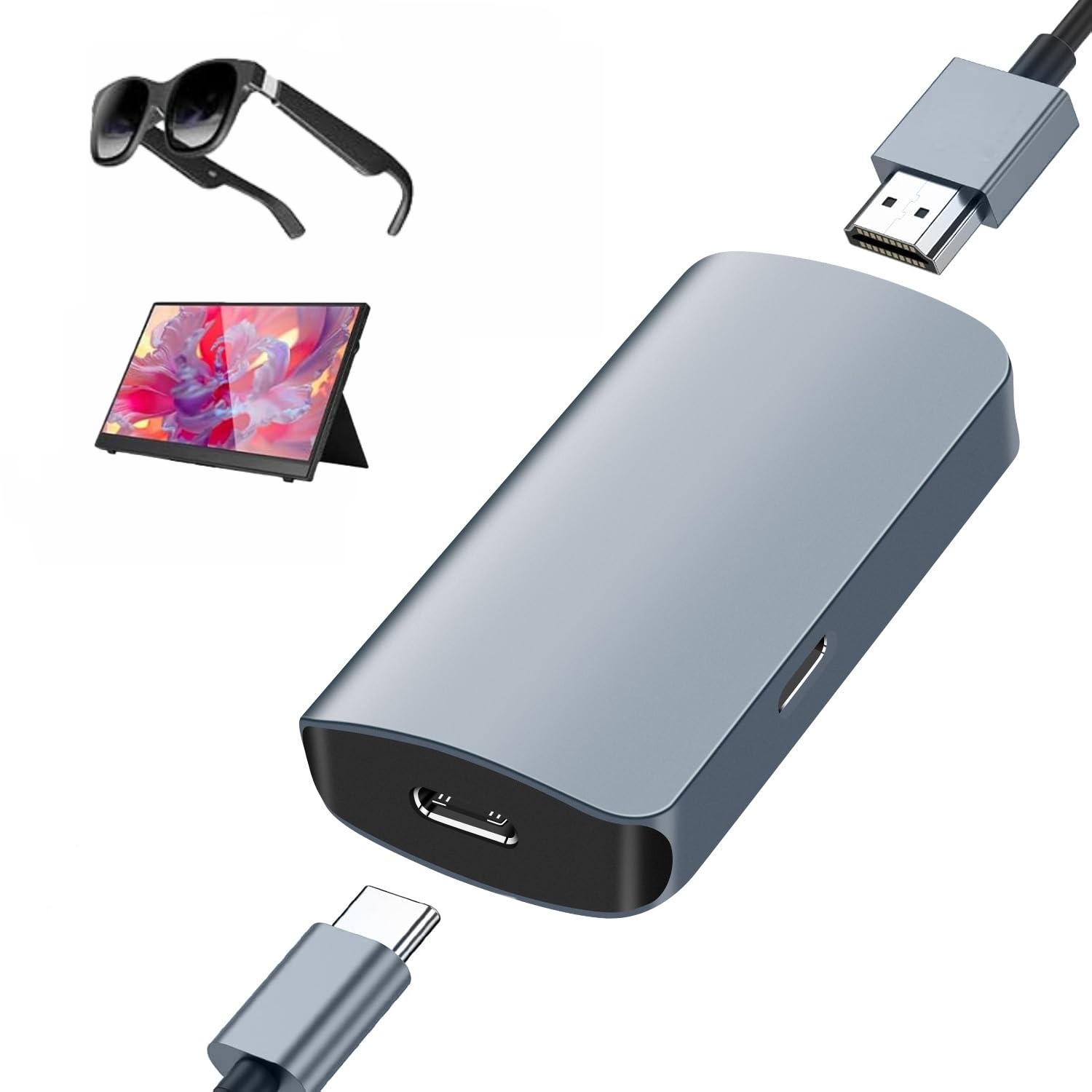 HDMI to USB C Adapter 4K@60Hz,HDMI to Type C Adapter for AR Glasses