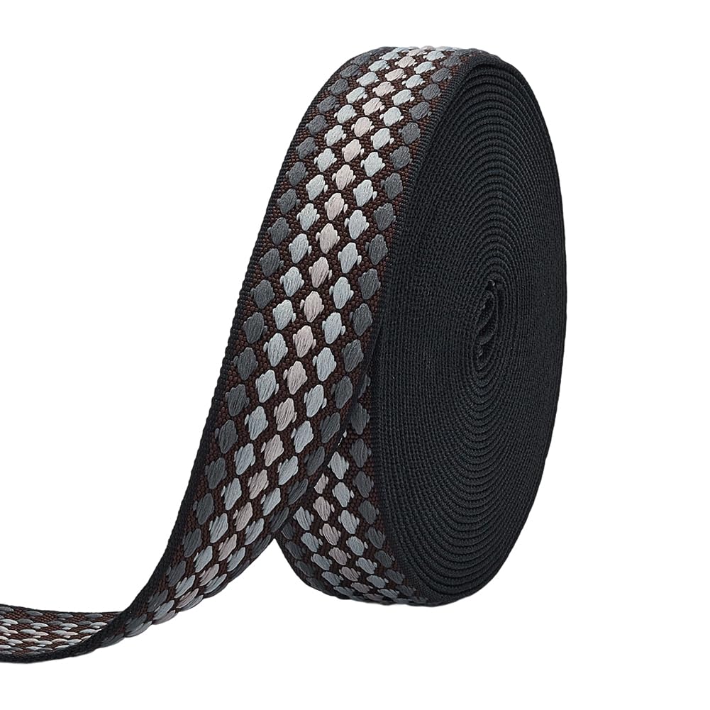 PH PandaHall 9m Black Webbing Strap Fabric 38mm Wide Jacquard Webbing Ribbon Purse Bags Backpack Strap Decorative Ribbon Strapping for Sewing Bags Handles Crafts Straps Belt