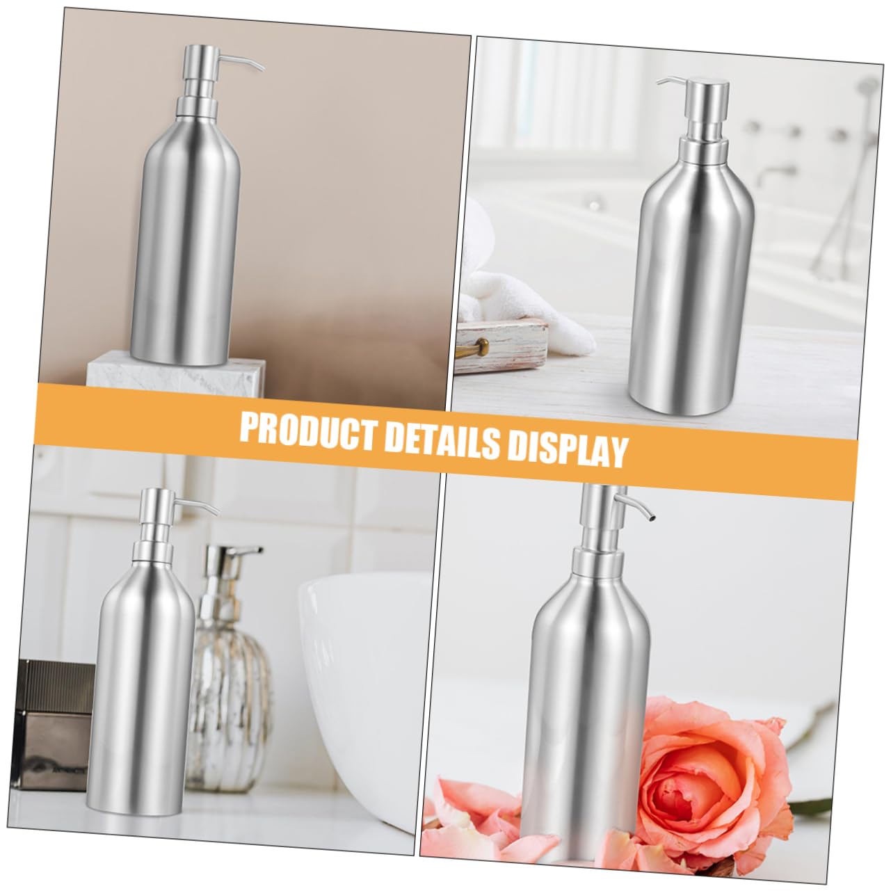 Cabilock Dispensador de Jabón Recargable Diseño Recto y Hombro Curvo de Acero Inoxidable 700ml 2piezas Fácil de Presionar para Baño y Hotel