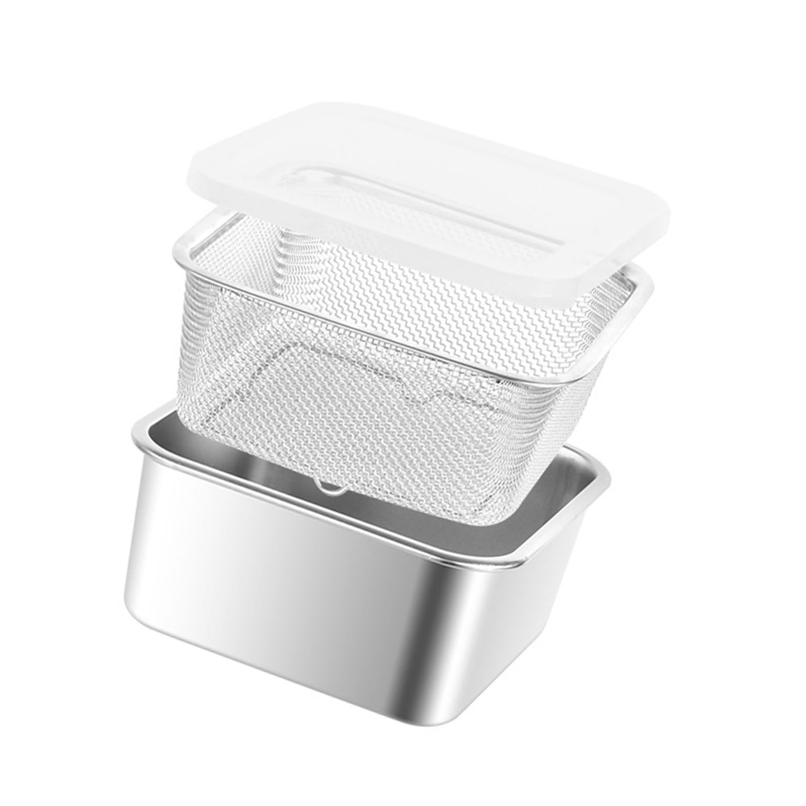 Jazuaiao Multifunctional Kitchen Storage Box Featuring Leakproof Designs Ideal for Vegetables Fruits and Fried Foods Kitchen Storage Container with Drainage Colander