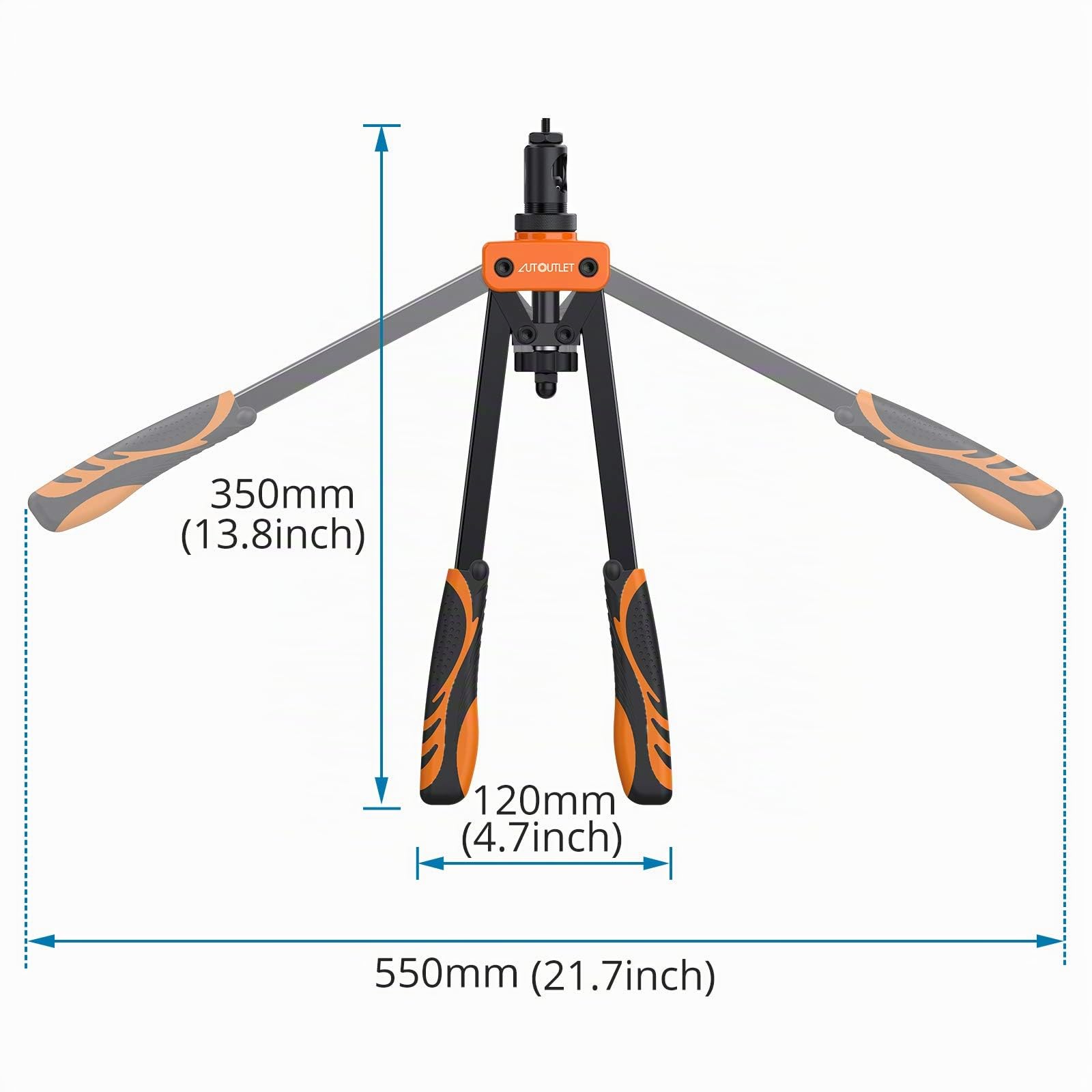 AUTOUTLET Remachadora de Tuercas, 14" Remachadora Profesional, con 150PCS Tuercas de Remache, 6 Mandriles Intercambiables M3 M4 M5 M6 M8 M10, Llave Incorporada, Herramientas de Remachado - Naranja