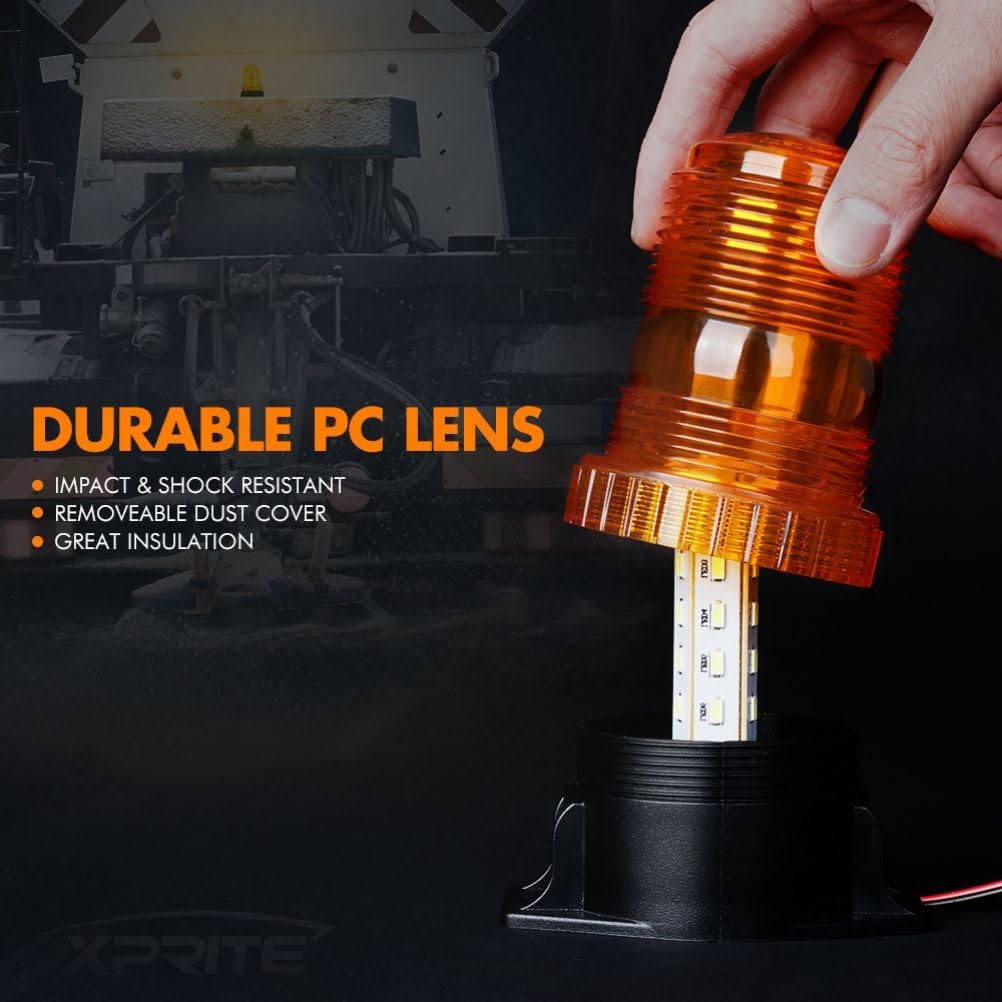 Xprite 30 LED Amber Forklift Beacon Strobe Light Safety Warning Flashing Lights for 10-110V Mower, ATV, Trucks, Tractor, Golf Carts, UTV, Cars, Bus