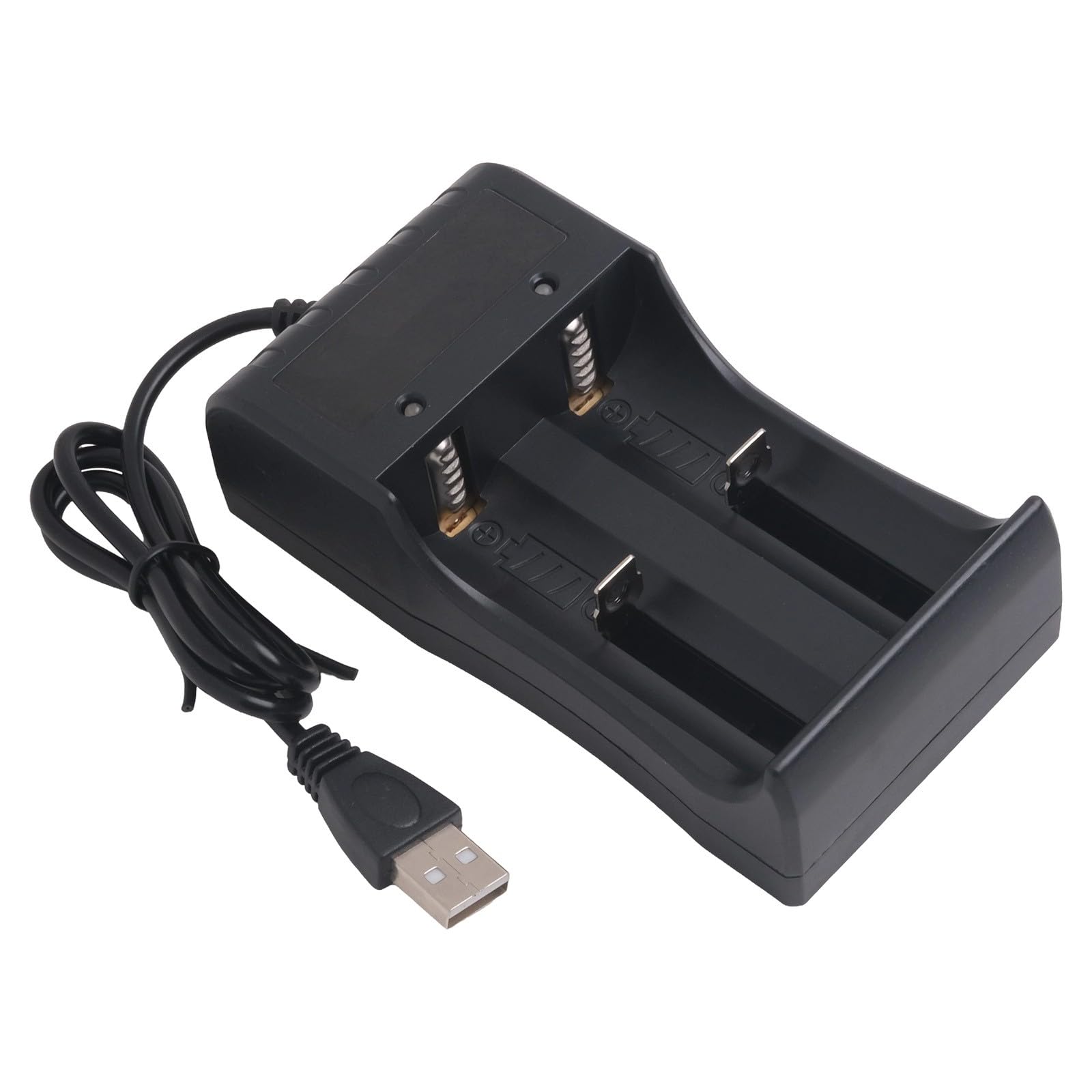 Cargador de batería USB para baterías de litio 14500, 16340, 18350, 26650 y 3.7V - Doble ranura, protección IC, indicadores LED rojo/verde (ranuras duales)
