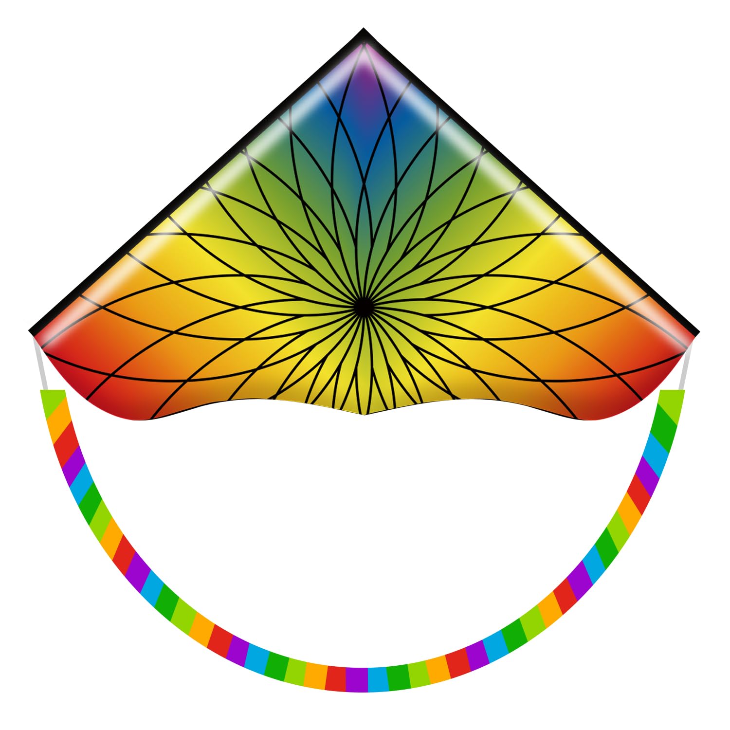 HONBO Large Delta Kites For Kids and Adults,Perfect Kite for Beginners,String Line Included Toys Easy To Fly Kites with Colorful Colors Tail,Best kite For Beach Trip