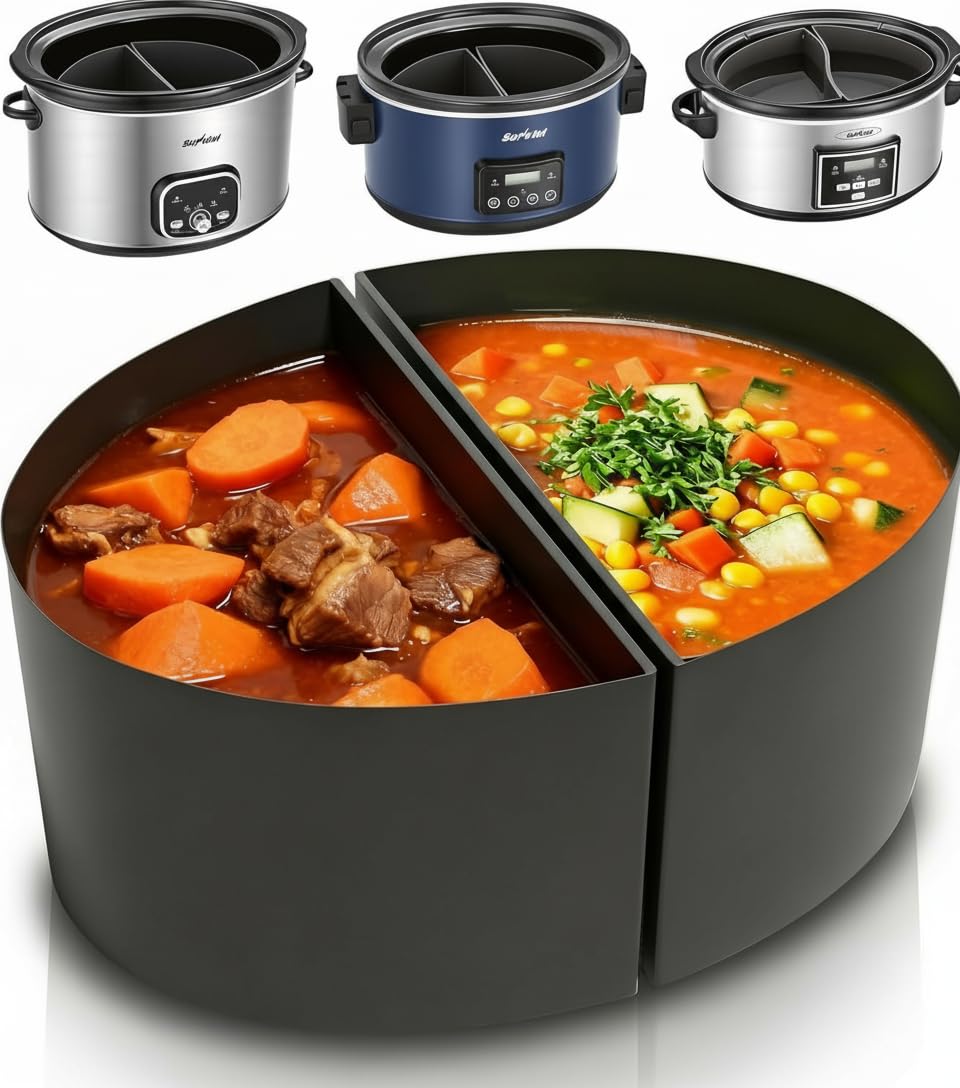 Sunvivi 2 in 1 Silicone Slow Cooker Liners Fit for Crock Pots 6 Quart Reusable Crock Pot Divider