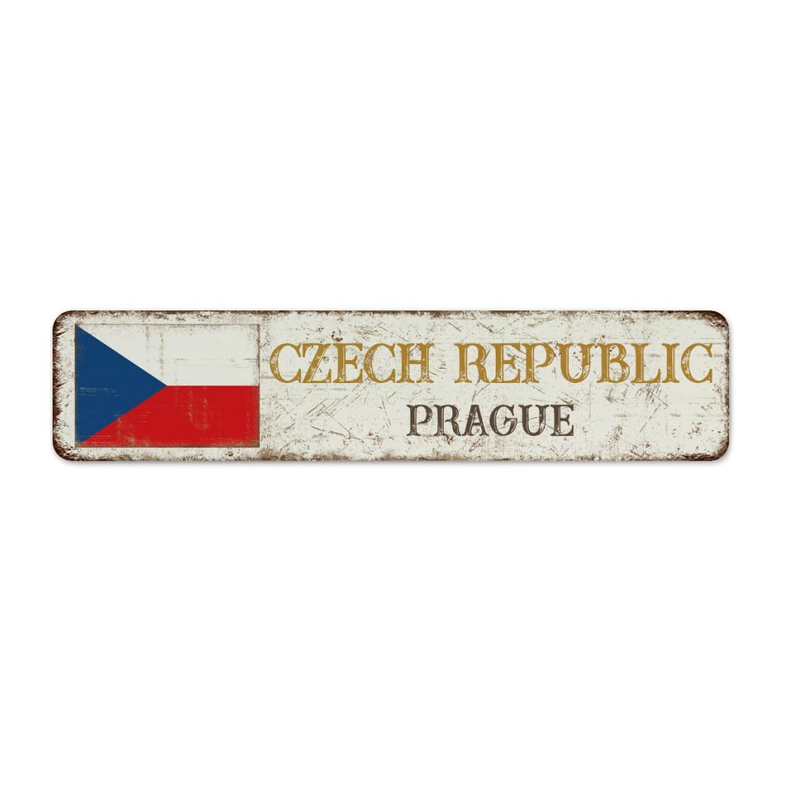 Autravelco Style-1 Custom Metal Signs Czech Republic-Prague Home Décor Garage Signs For Garage House Backyard National Country Souvenir Road Art Poster Gift For Restaurants 4X18 Inch