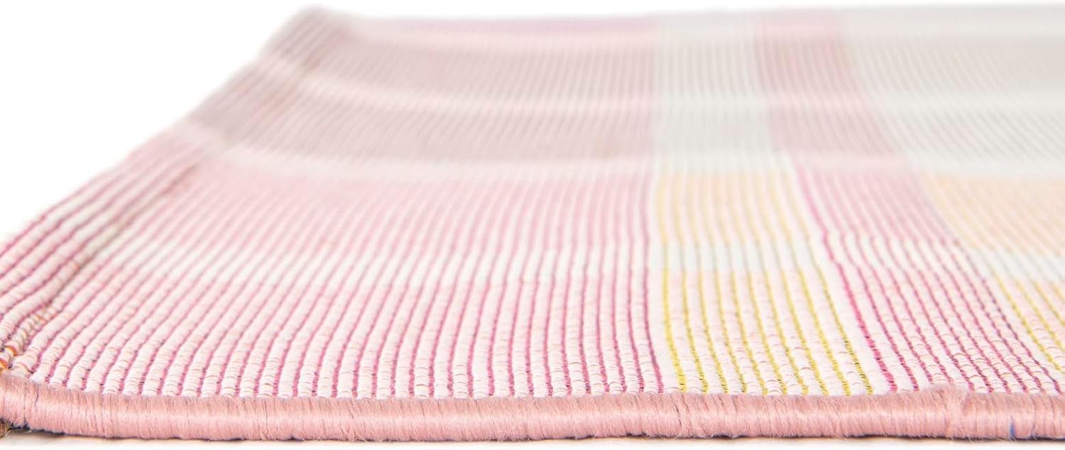 Rugs.com Outdoor Ribbon Collection Rug – 2x3 Pink and Lavender Flatweave-Pile Rug Perfect for Entryways, Kitchens, Breakfast Nooks, Accent Pieces