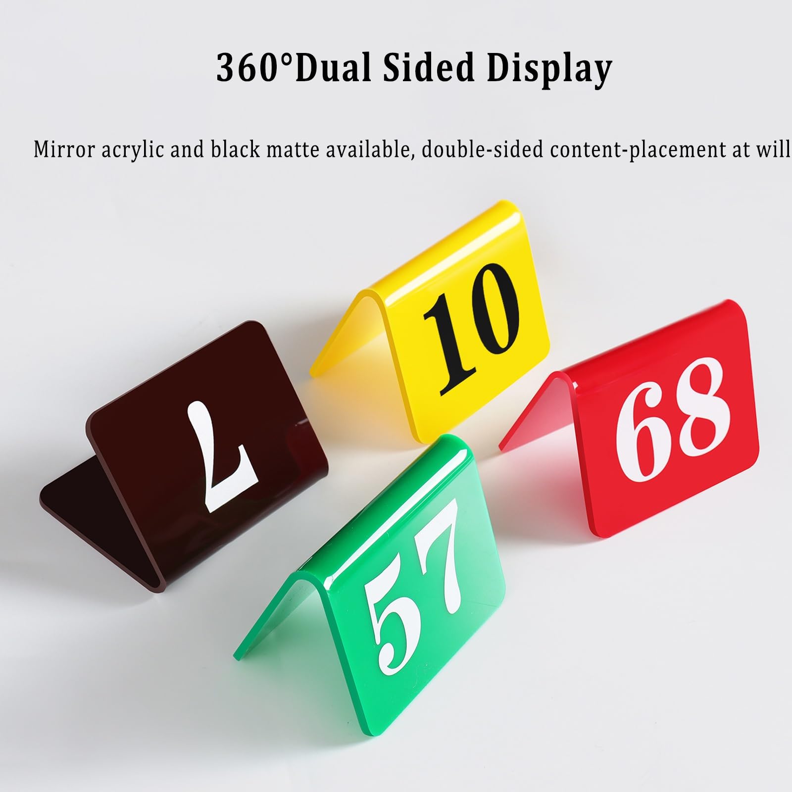 Placas de mesa de acrílico para restaurantes, La tabla echada a un lado doble de acrílico la tienda numera 1-50 multicolor for el acontecimiento del banquete recepción nupcial(Brown,1-50)