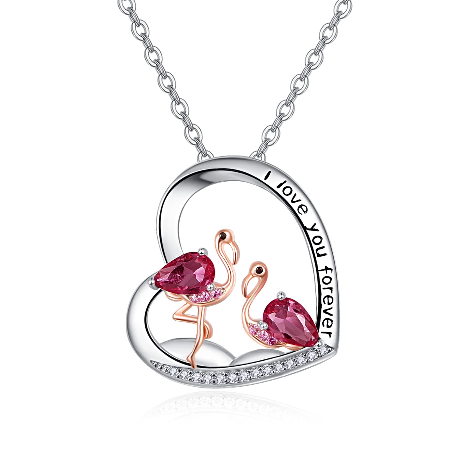 TANGPOET Flamingo Halskette Silber 925 Anhänger Flamingo Schmuck Geschenke für Frauen Mädchen