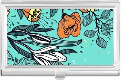 Modern Art Lily Camellia Drawing Business Card Holder Case Pocket Box Wallet