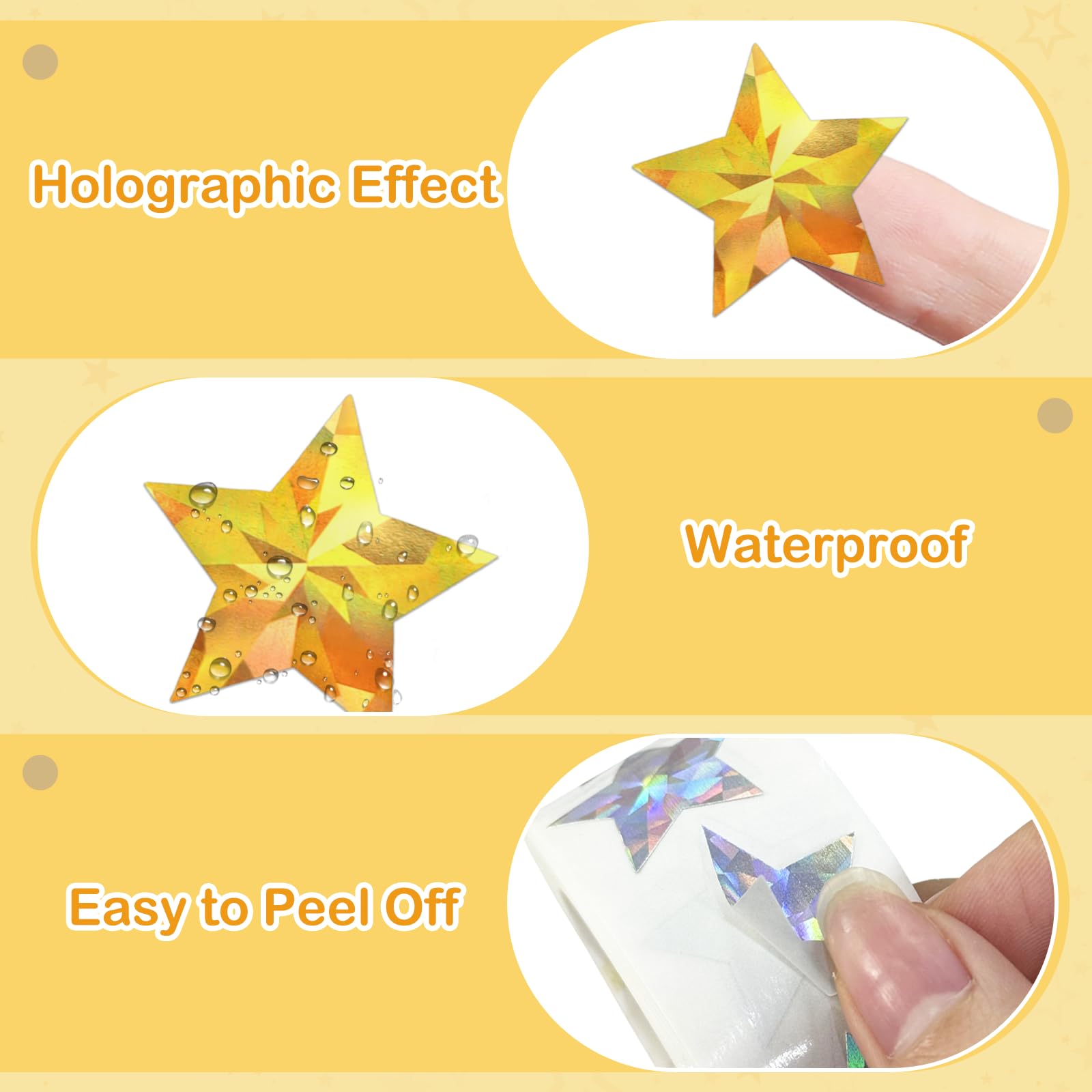 500 Stück holografische goldene Stern-Aufkleber für Kinder Belohnung, 2,5 cm selbstklebende metallische Glitzer Folien Stern Aufkleber