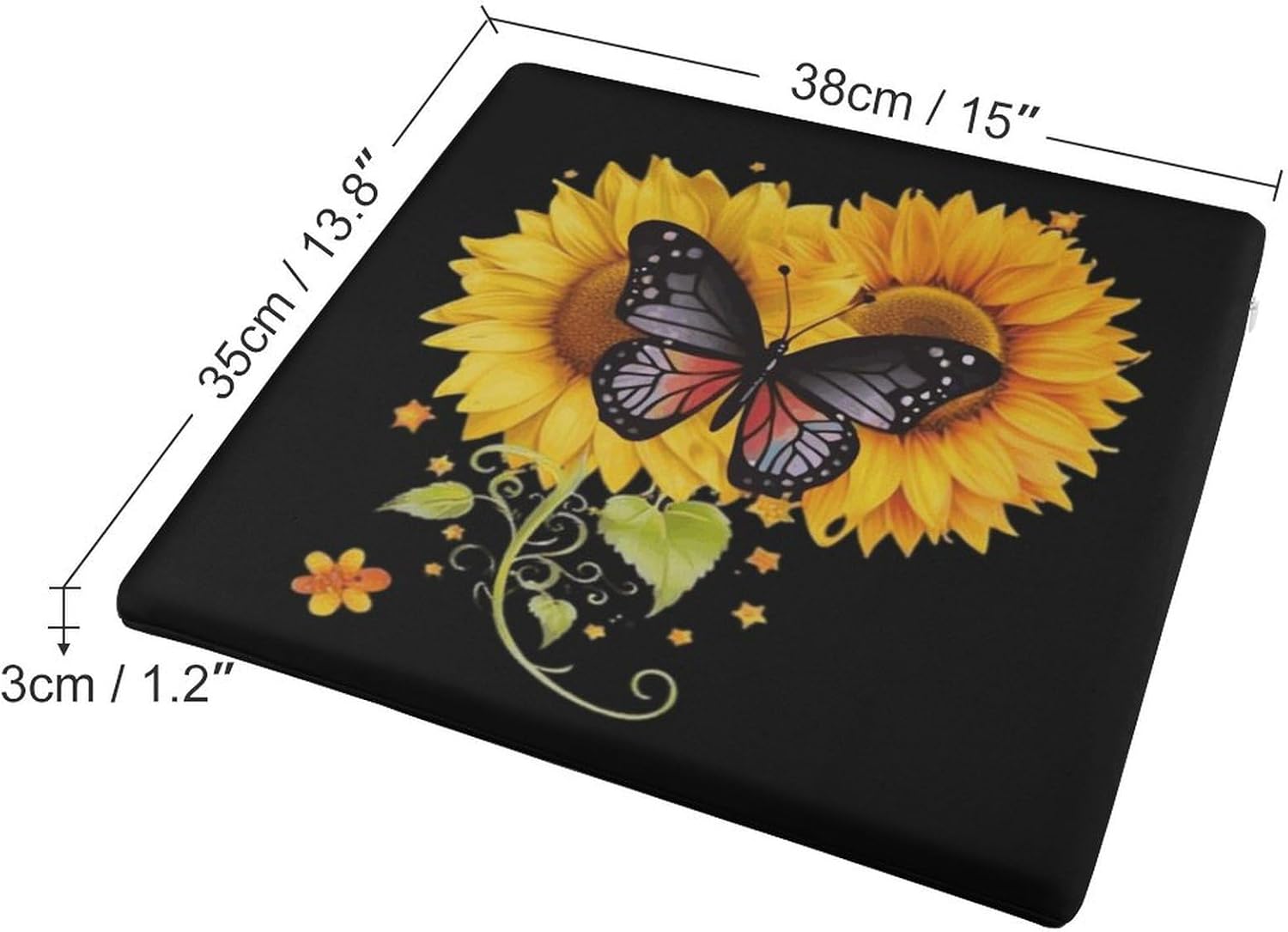 Sunflower Butterfly Floor Pillow Meditation Yoga Cushion Square Chair Cushion Pillows Seating for Adults
