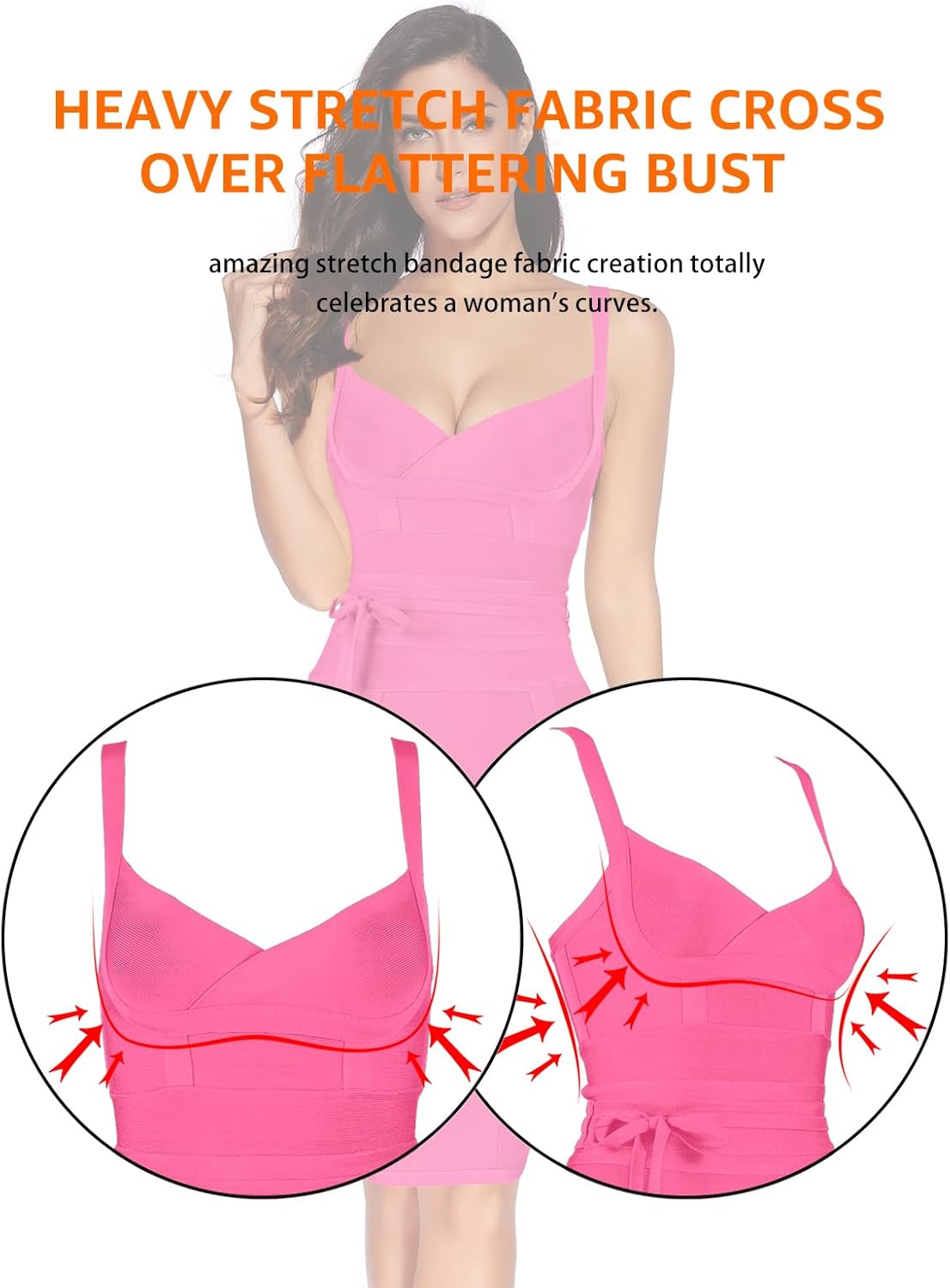 meilun Womens Rayon Belt Detail Bandage Bodycon Party Dress - Image 4