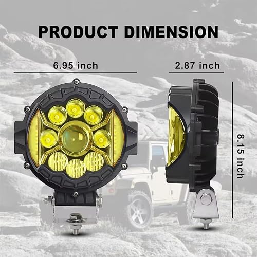 Miniatura 2 de Luz de conducción LED redonda de 7 pulgadas, 2 barras de luz LED de 80 W con soporte de montaje para SUV, camión, cuatrimoto, SUV, luz de trabajo
