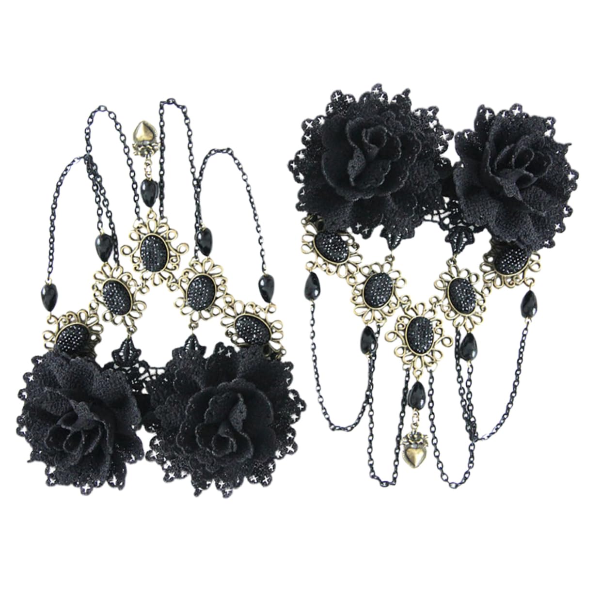 Beaupretty 4 Piezas sombreros de flores negras tiara horquillas negras pasadores de pelo pasador de pelo de flor pasadores góticos las flores sombrerería emitir tarjeta