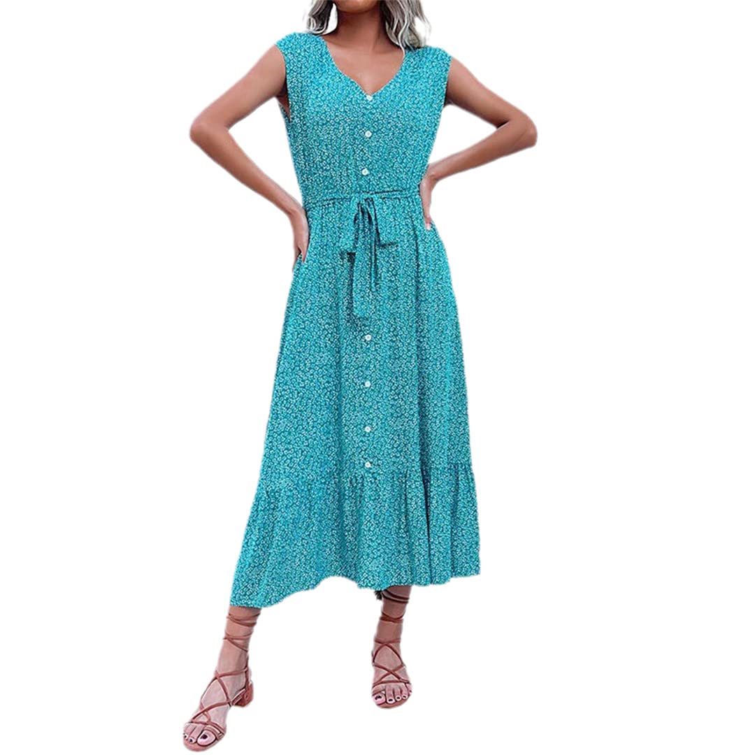 Robe d'été fluide col en V confortable en taille XXL - 8