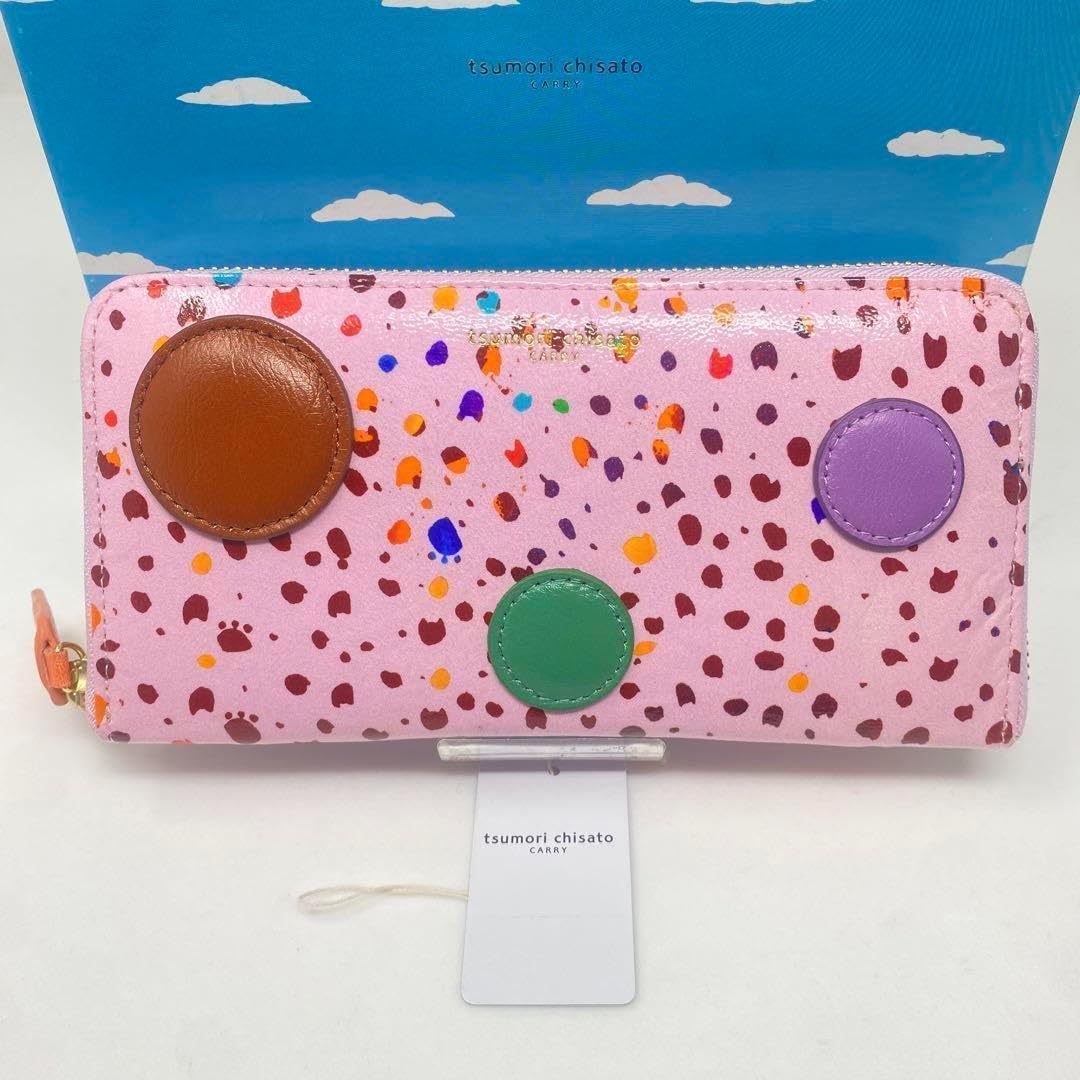 Amazon.co.jp: ツモリチサト 長財布 タイニーネコドット ピンク ジップ 