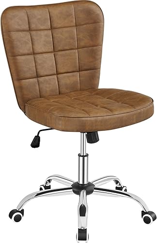 Miniatura 10 de Yaheetech Silla de oficina moderna sin brazos tapizada de piel sintética con altura de asiento ajustable y ruedas giratorias para el hogar y la