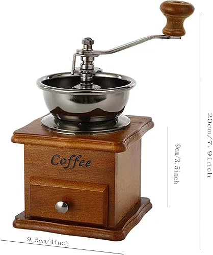 Miniatura 5 de Molinillo manual de café expreso, molinillo de café estilo vintage de madera cruda, molinillo de café de cerámica, molinillo de café portátil con