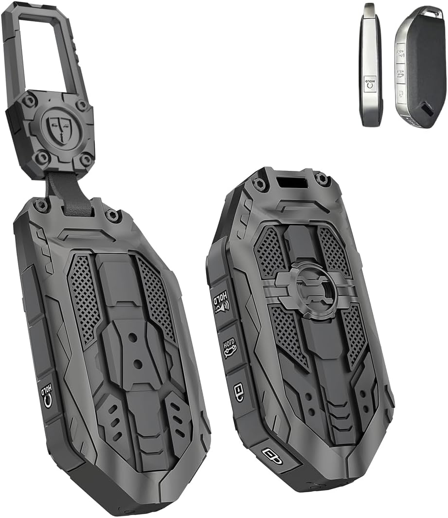 for Kia Key Fob Cover with keychian,Heavy Key Case Protection Compatible with Kia Telluride, Sorento, K5 GT-Line (Black)