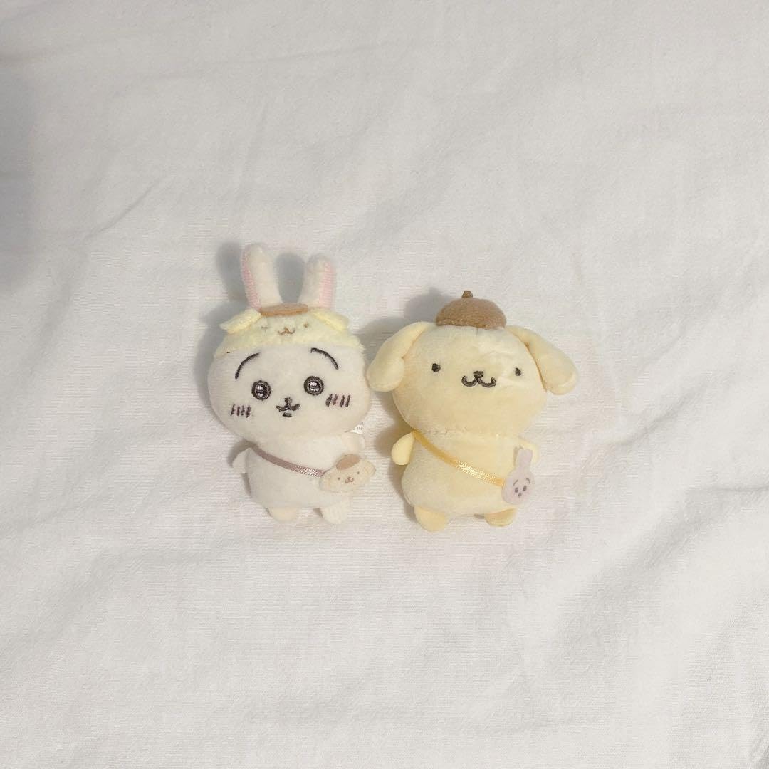 うさぎ ポムポムプリン ブローチ ちいかわ×ポムポムプリンペアブローチ（うさぎ）」 - ちいかわ