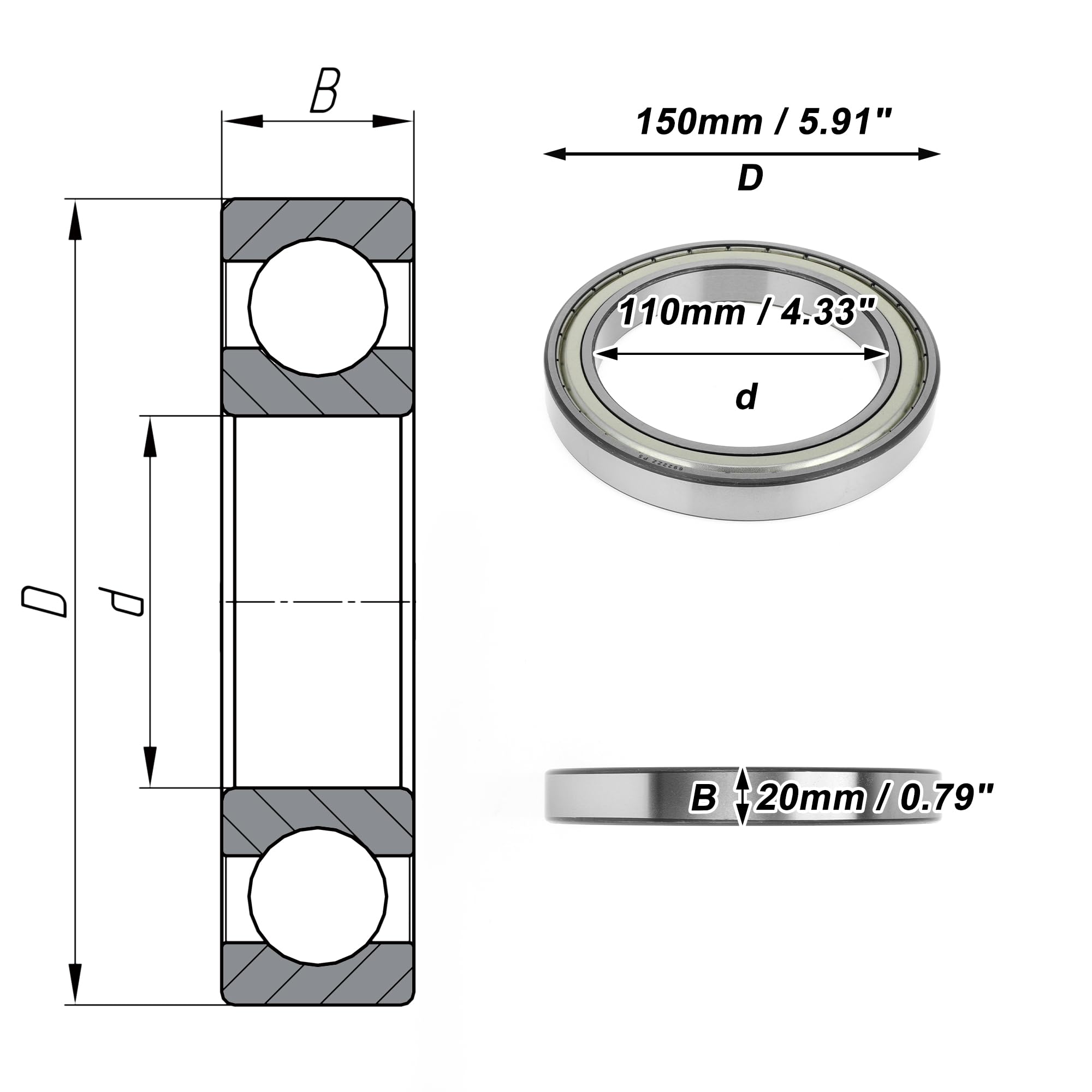 A ABSOPRO Roulements À Billes 6922ZZ 1PC Pour Roue De Trottinette