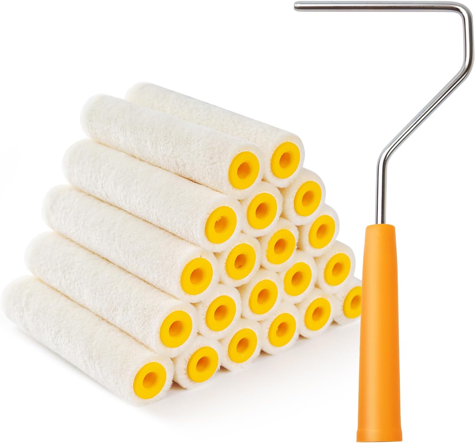 Mister RuiPaint Roller, Paint Roller Made of a Blend of Wool and Polyester, with Length 4 Inches (100 mm), Short Pile 4 mm, Used for Oil and Water Colours, Wool Paint Roller Cover x 20, Paint Roller