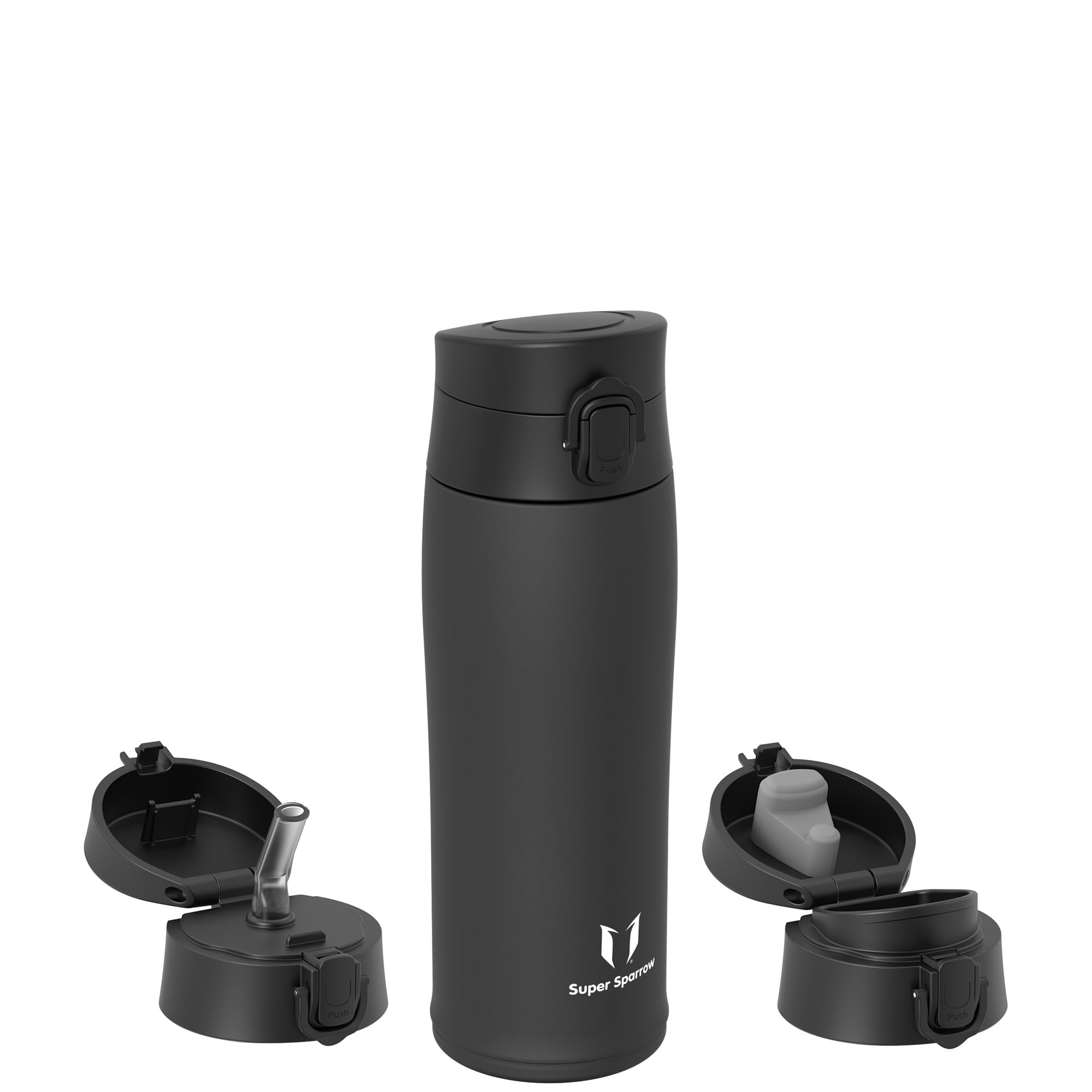Super Sparrow Borraccia Termica, Acciaio Inox Bottiglia Termica - 350ml, 500ml, 750ml, 950ml - Senza BPA Termos, Borracce Termiche Bambini - Include 2 Coperchi con Cannuccia e Coperchio Sportivo