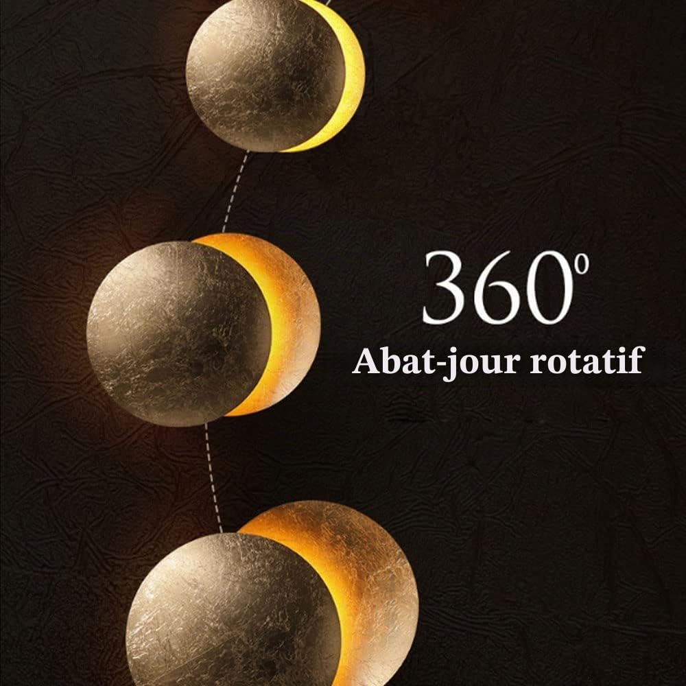 Applique Murale Intérieure Ronde Or Cuivre Salon Creative Moon Concept Applique Solaire Eclipse Applique Nordique Allée Escaliers Chambre Appliques De Chevet Couloir Couloir Éclairage