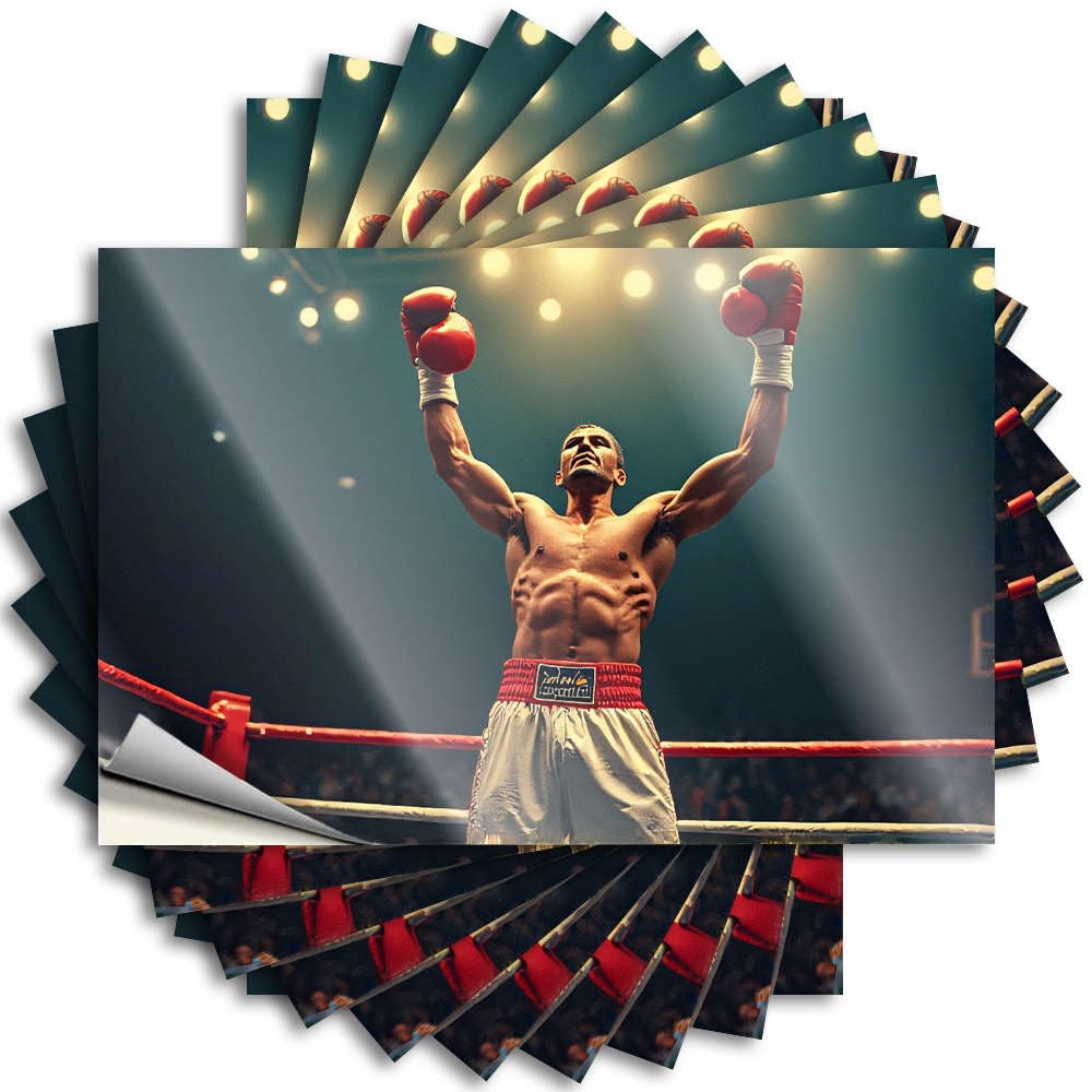 Sticker Boys Bedroom Decor Durable Vinyl - Boxer Celebrating Victory in The Ring. Tumbler for Mold Use(8X12CM)