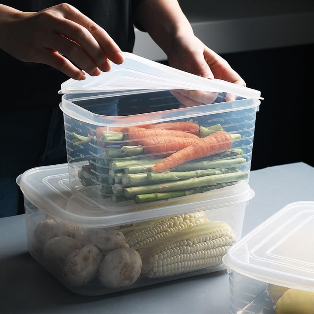 Recipientes para Alimentos Caja de almacenamiento Caja de almacenamiento for refrigerador Caja de almacenamiento for congelador Caja for refrigerador rectangular con tapa para Refrigerador Frutas Vege