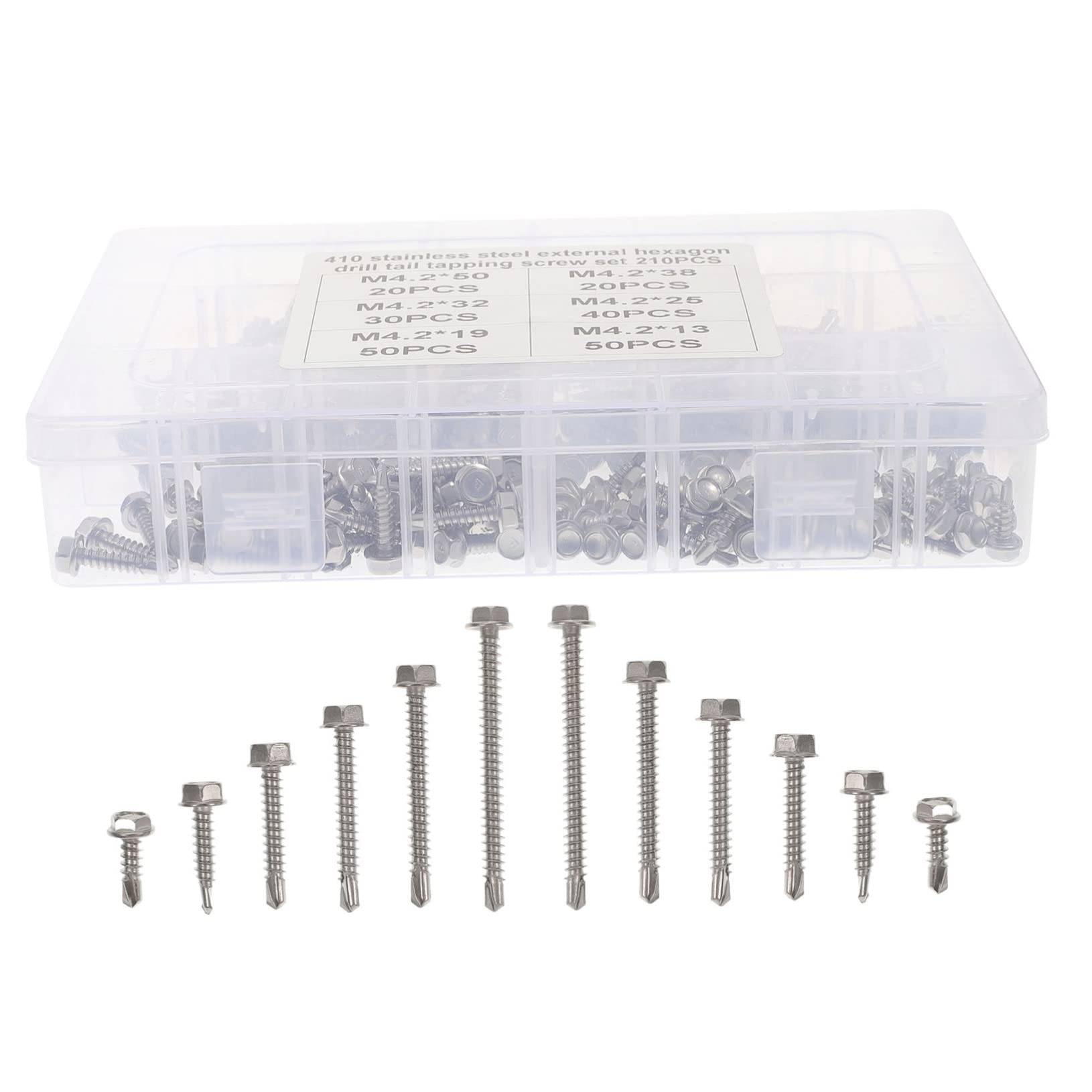 Set Di Viti Autoperforanti in Acciaio Inossidabile 410 Da 2 Mm 210 Pezzi Con Rondella Per Arredamento E Fabbricazione Di Mobili