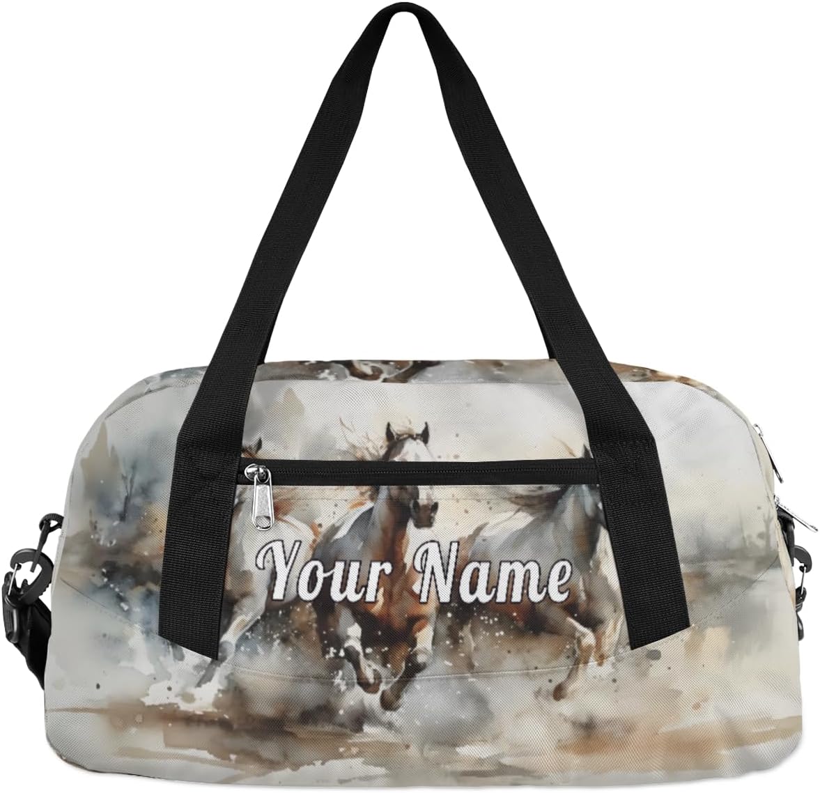 Personalized Kids Duffel Bag Watercolor horse,Custom Sport Gym Bag for Boys Girls,Weekender Overnight Bags Travel Duffel Bag,Customized Kids Gift
